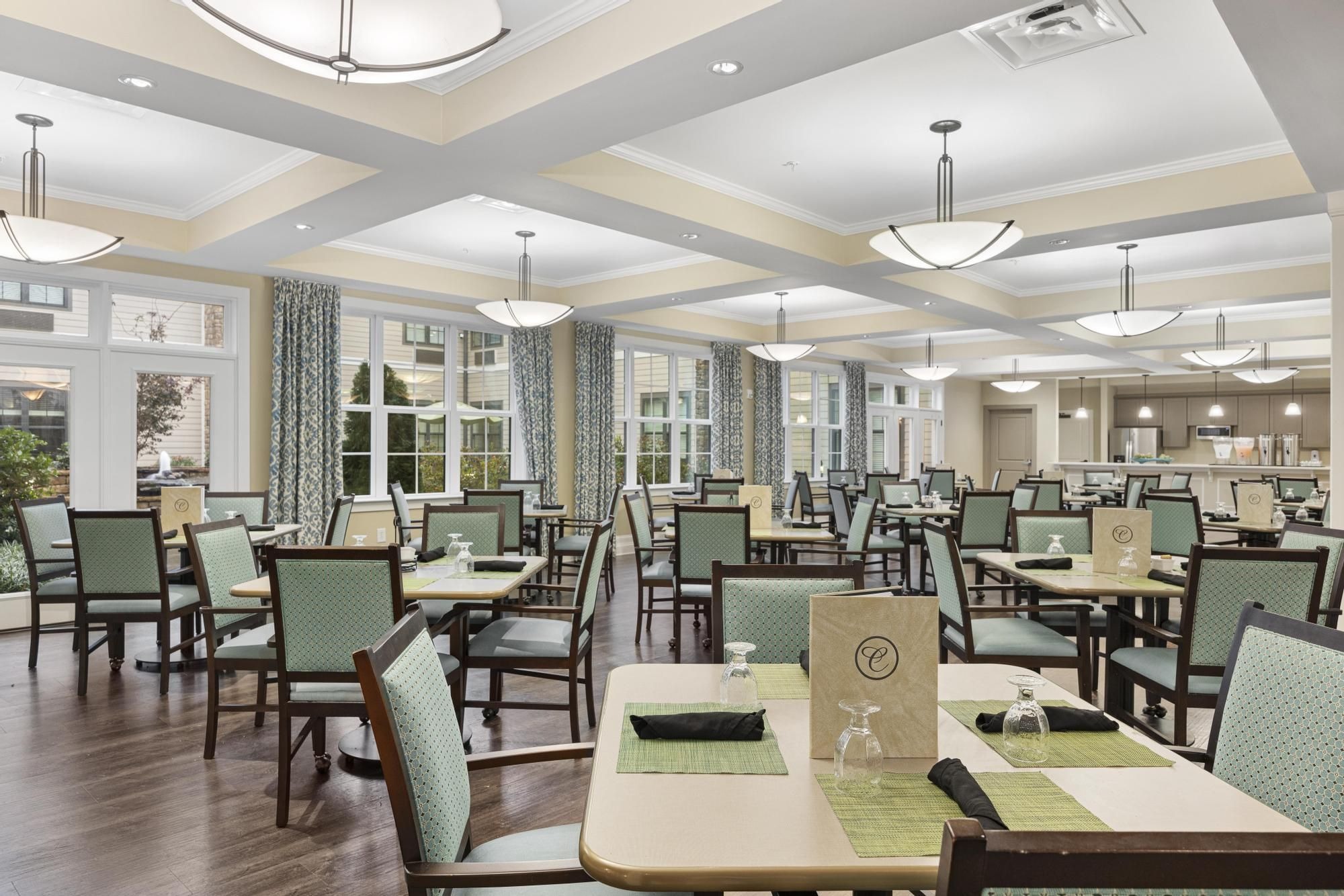 Restaurant-style dining room at a Brickmont community